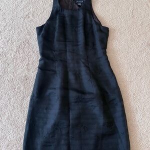 Ann Taylor Black Textured Midi Dress